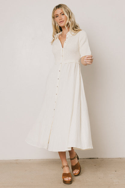 Nicole Smocked Maxi Dress in Cream - FINAL SALE