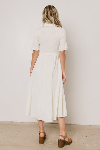 Nicole Smocked Maxi Dress in Cream - FINAL SALE