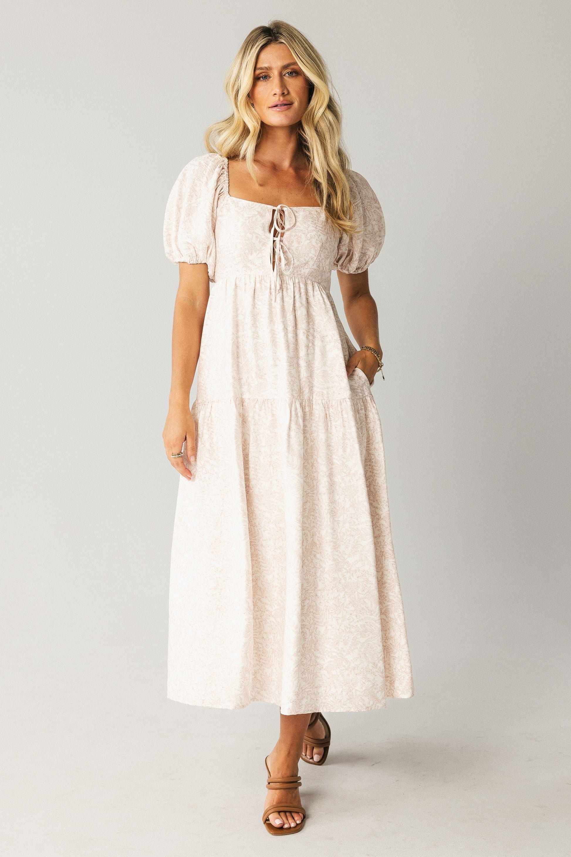 Kelsie Floral Midi Dress in Pink - FINAL SALE