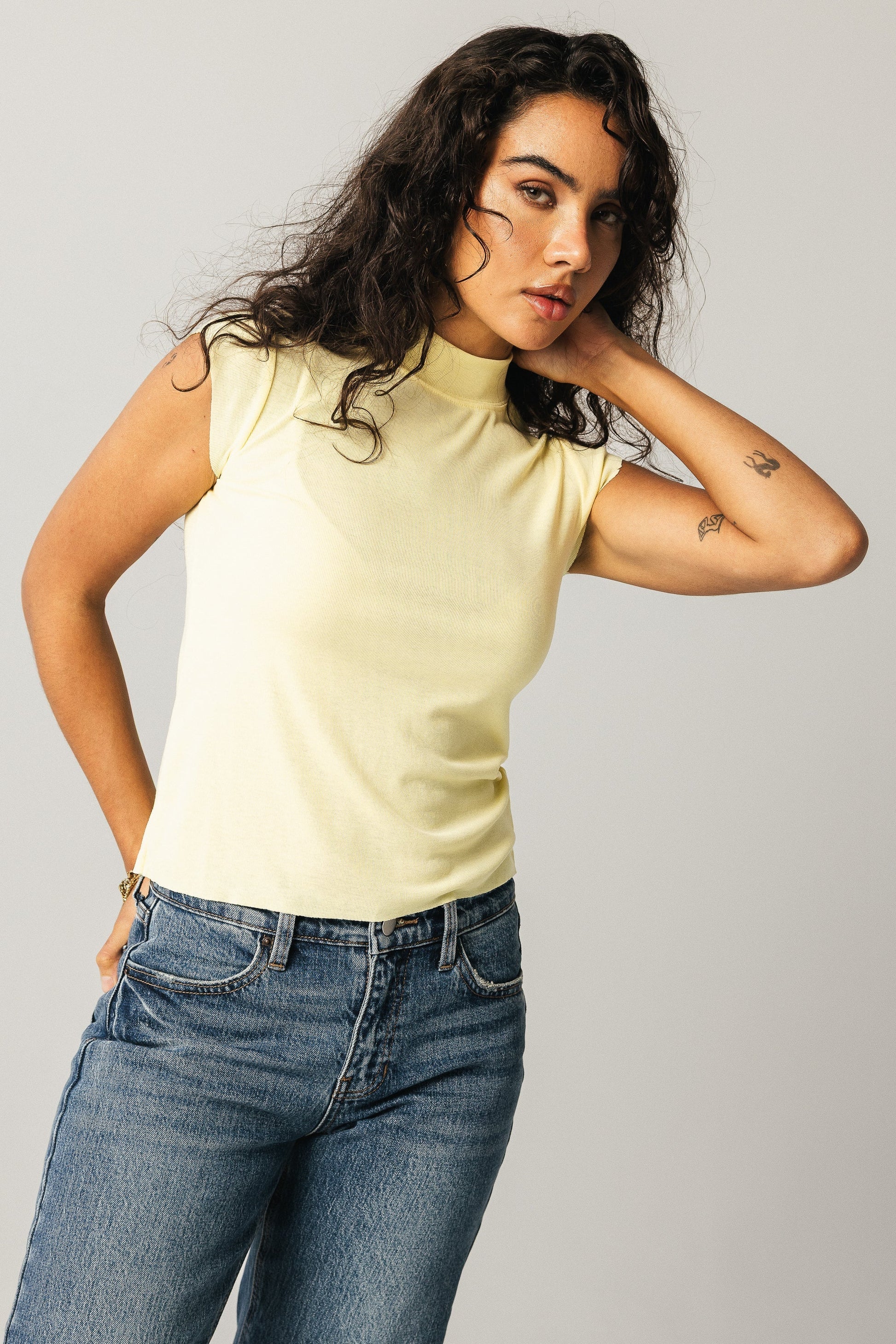 Sunny Mock Neck Top in Yellow - FINAL SALE