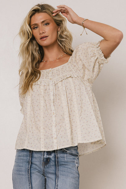 Tiffany Floral Blouse in Cream - FINAL SALE