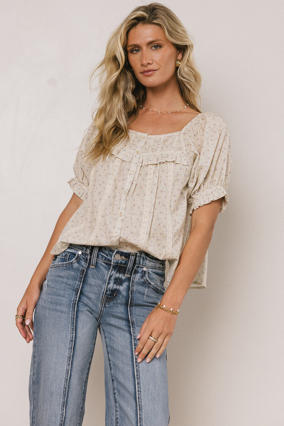Tiffany Floral Blouse in Cream - FINAL SALE