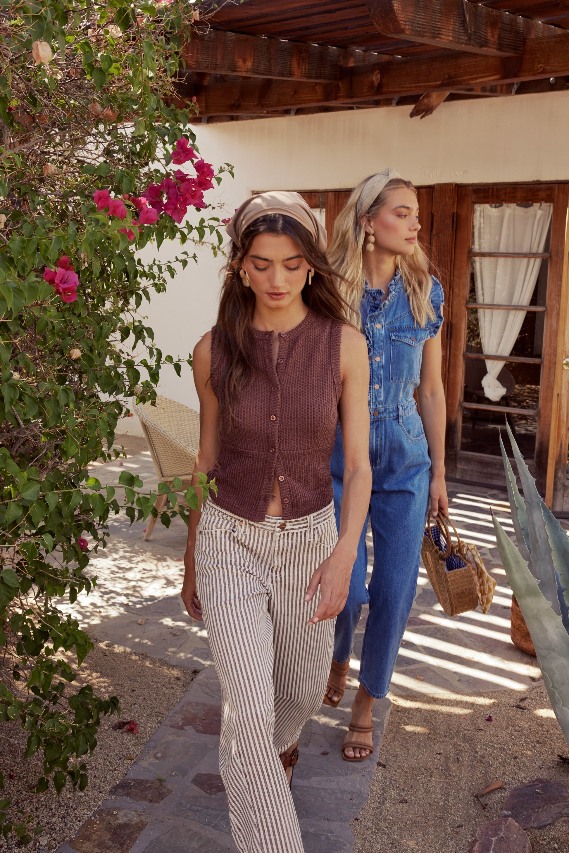 Allison Striped Barrel Jeans in Brown - FINAL SALE