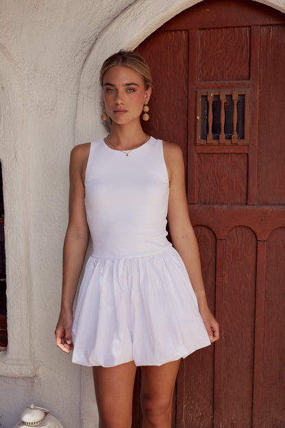 Nila Bubble Mini Dress in White - FINAL SALE