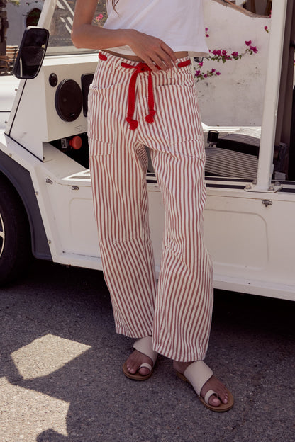 Jocelyn Barrel Jeans in Rust Stripe - FINAL SALE