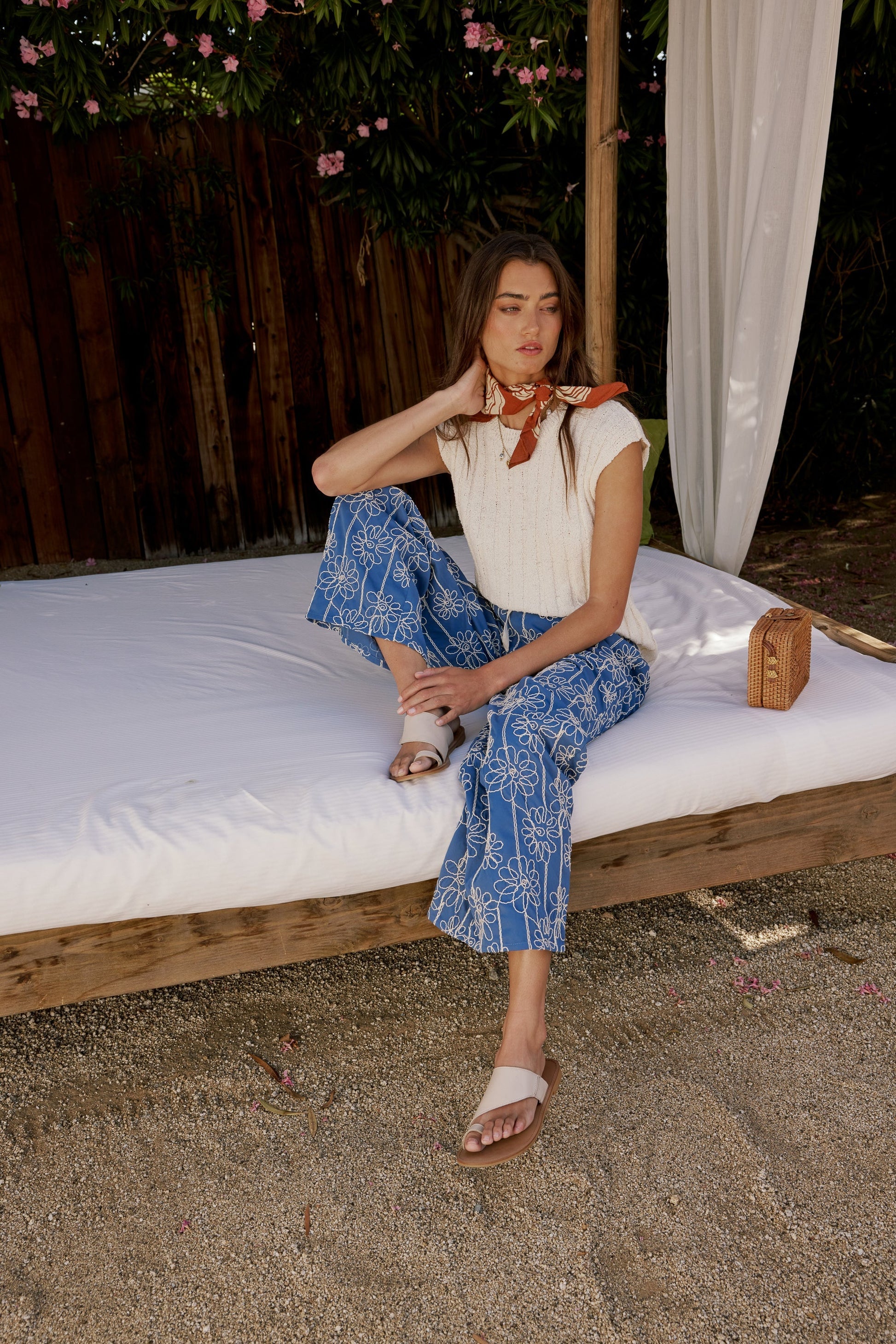 Alanna Embroidered Pants in Blue