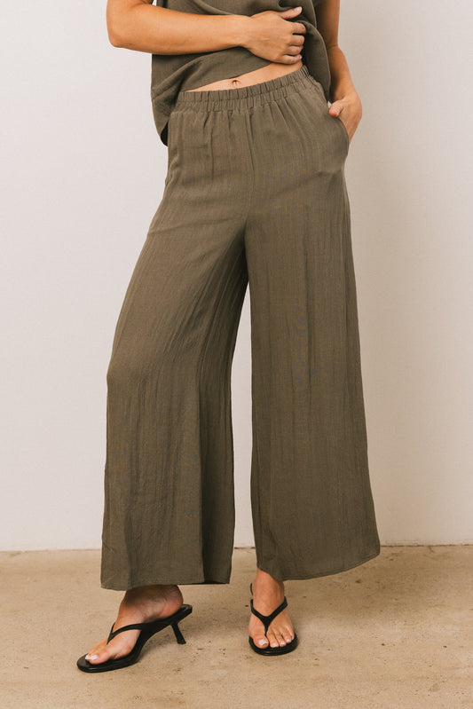 Jaylen Wide-Leg Pants in Olive - FINAL SALE
