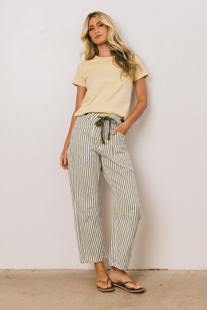 Jocelyn Barrel Jeans in Green Stripe - FINAL SALE