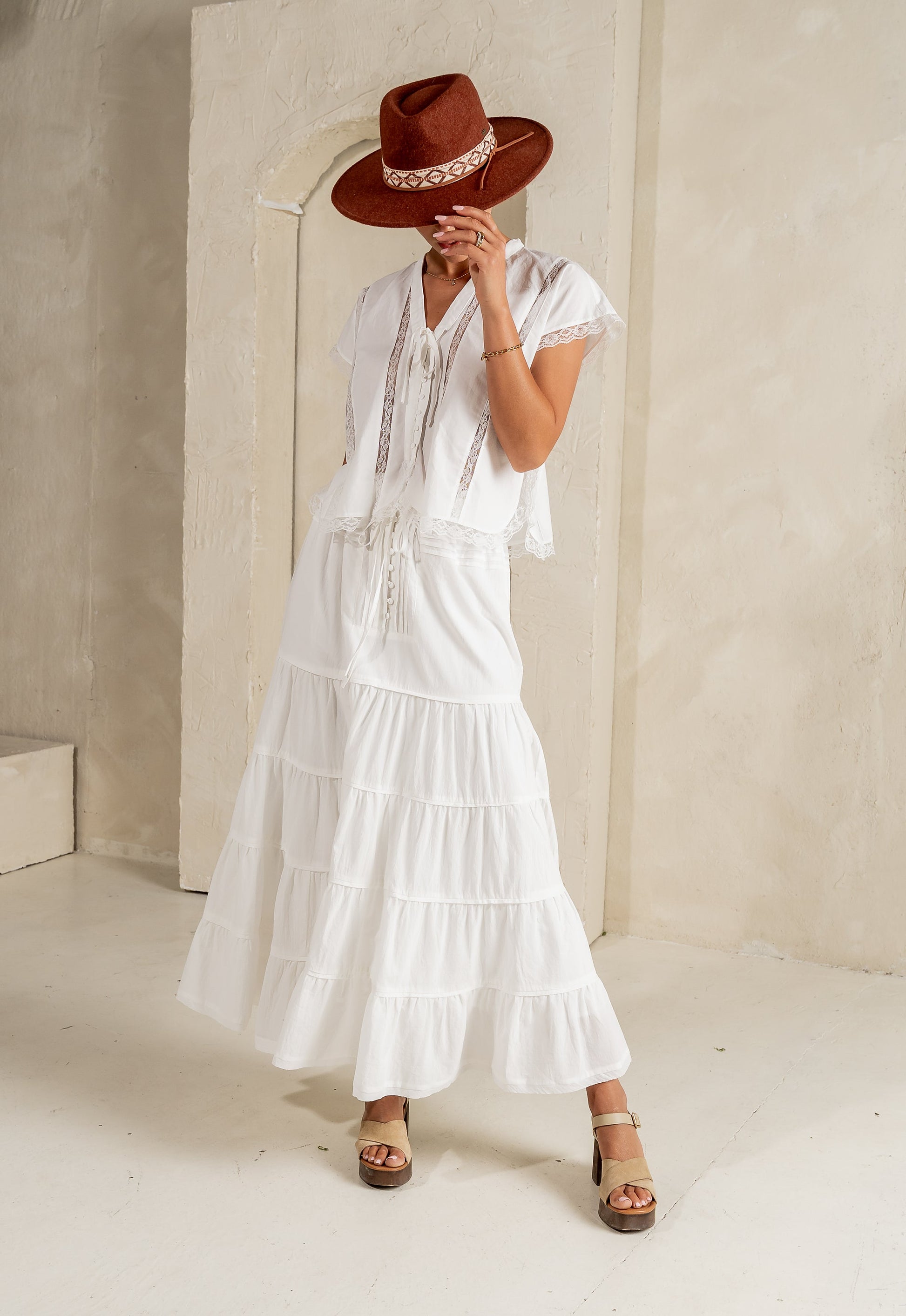 Mira Maxi Skirt in White - FINAL SALE
