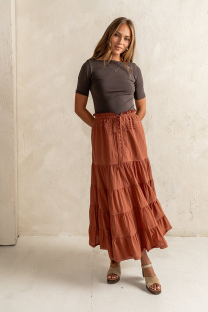 Mira Maxi Skirt in Marsala - FINAL SALE