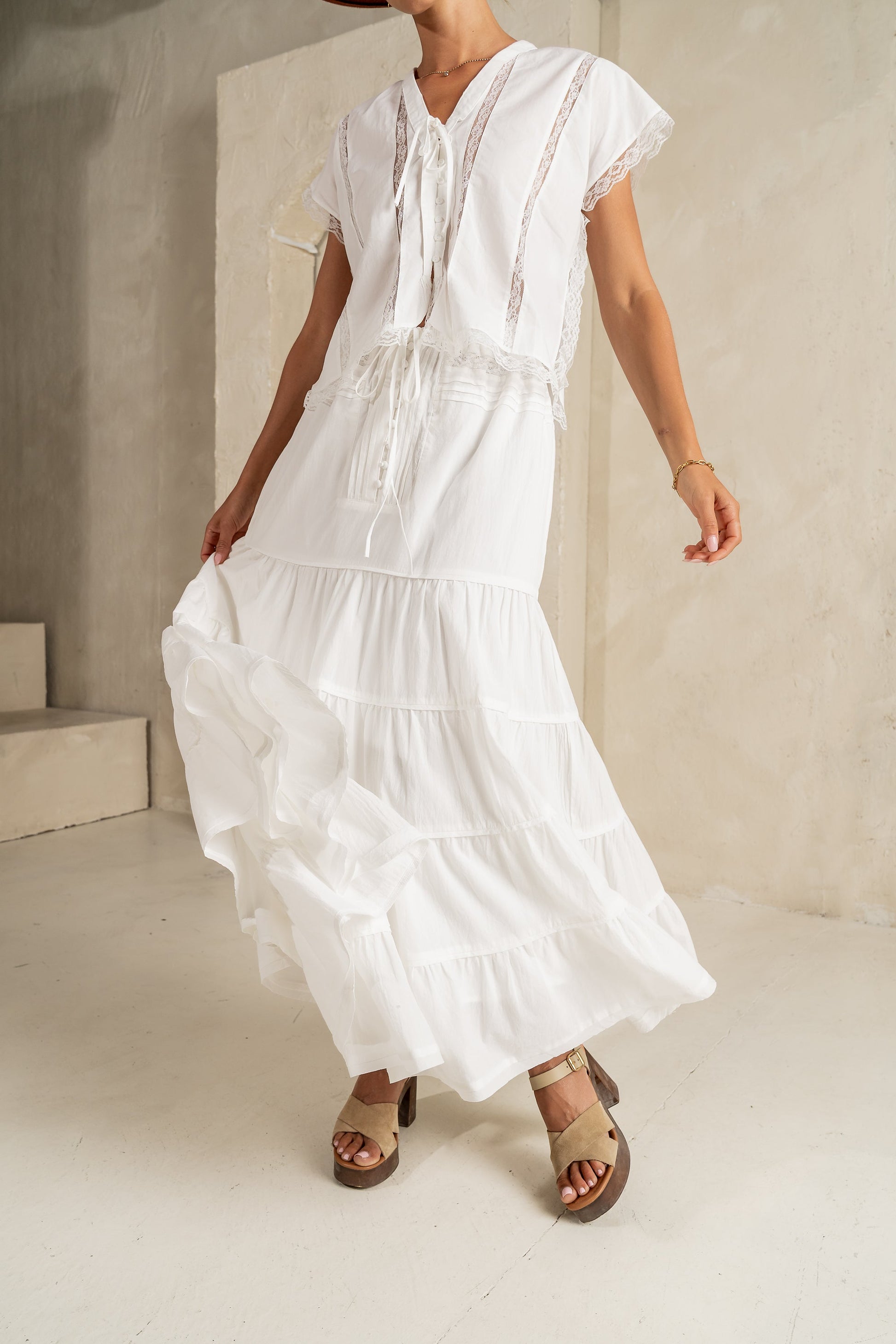 Mira Maxi Skirt in White - FINAL SALE