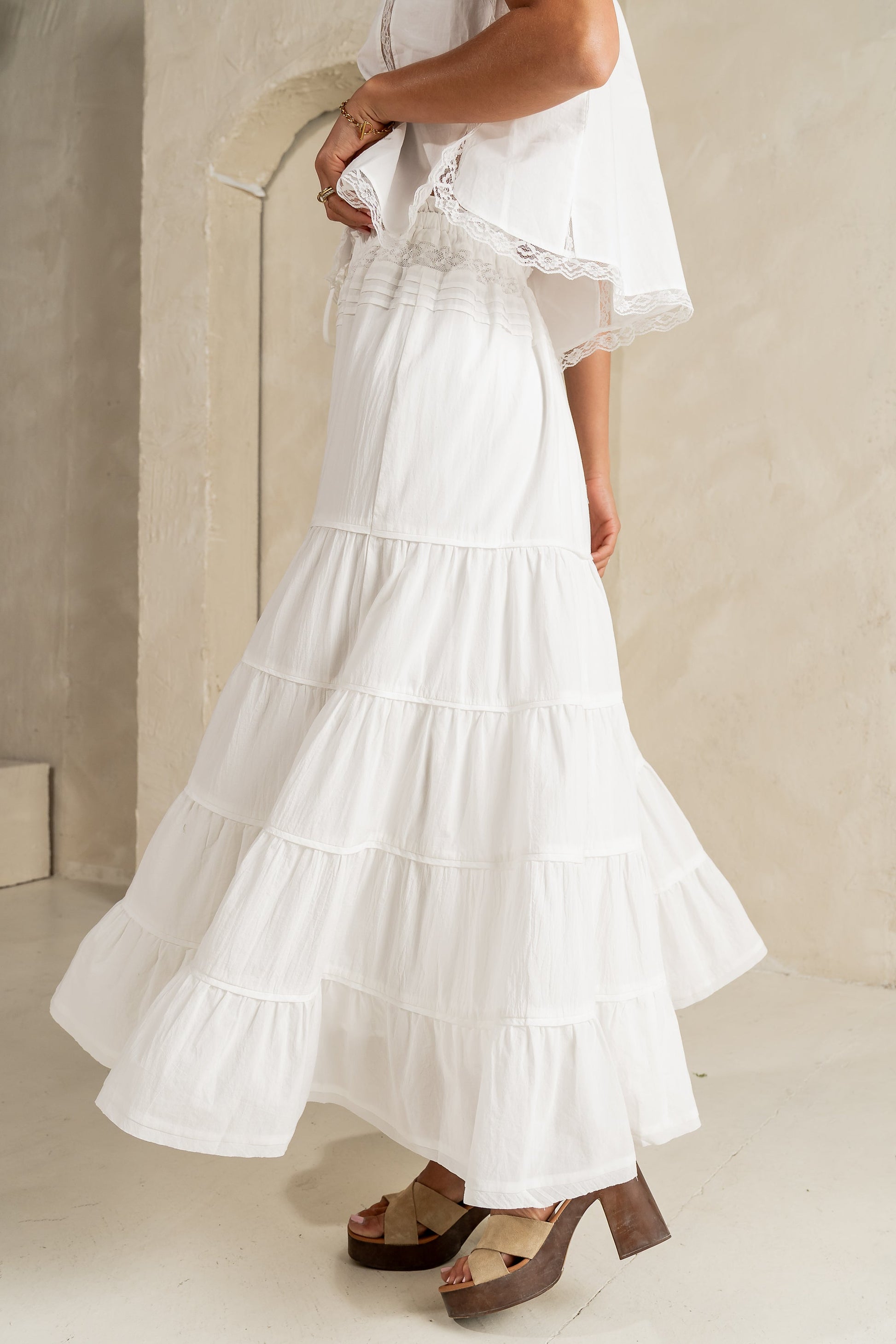 Mira Maxi Skirt in White - FINAL SALE