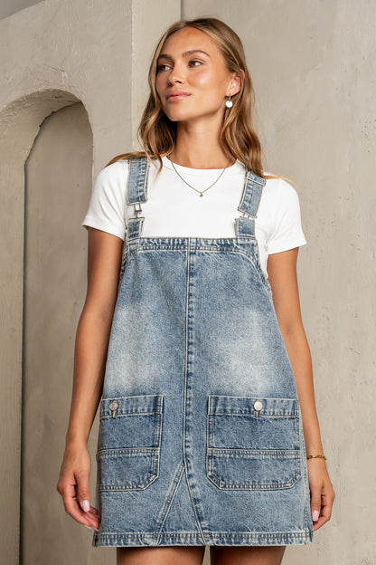 Koa Denim Mini Dress in Light Wash - FINAL SALE