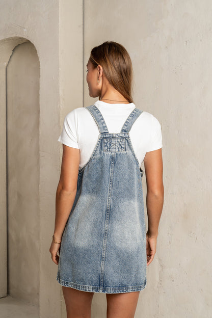 Koa Denim Mini Dress in Light Wash - FINAL SALE