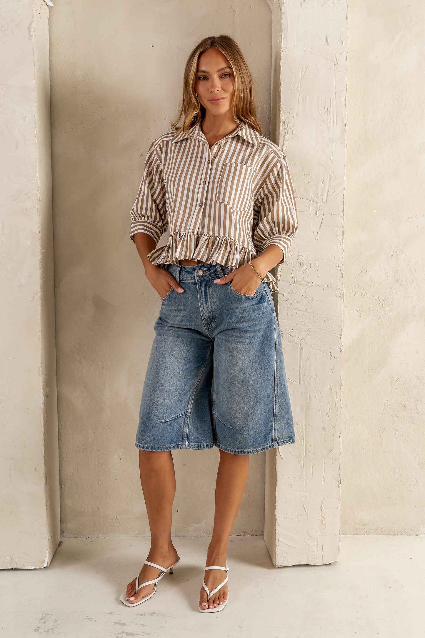 Alden Bermuda Shorts in Medium Wash - FINAL SALE