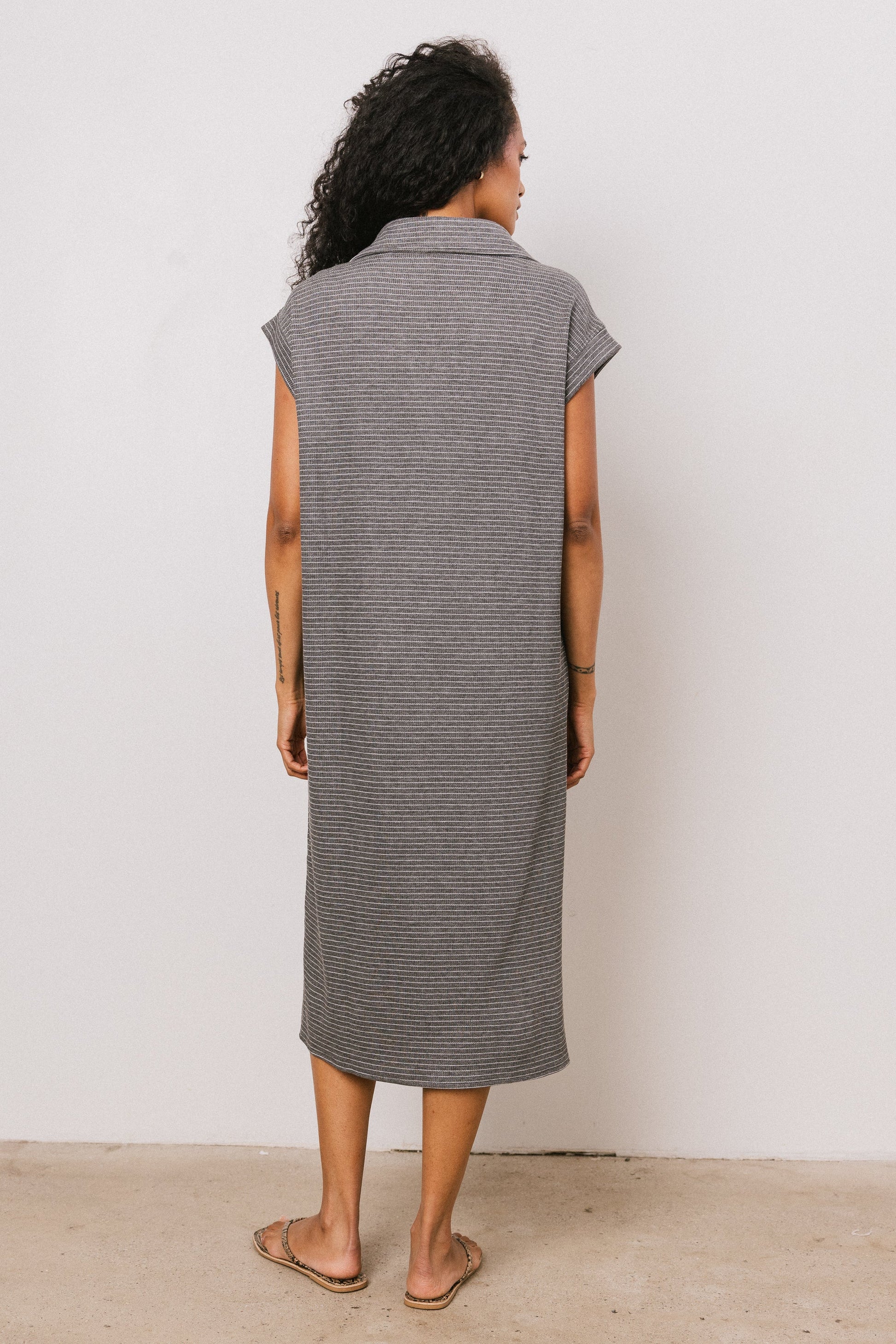 Elisa Striped Maxi Dress in Grey - FINAL SALE
