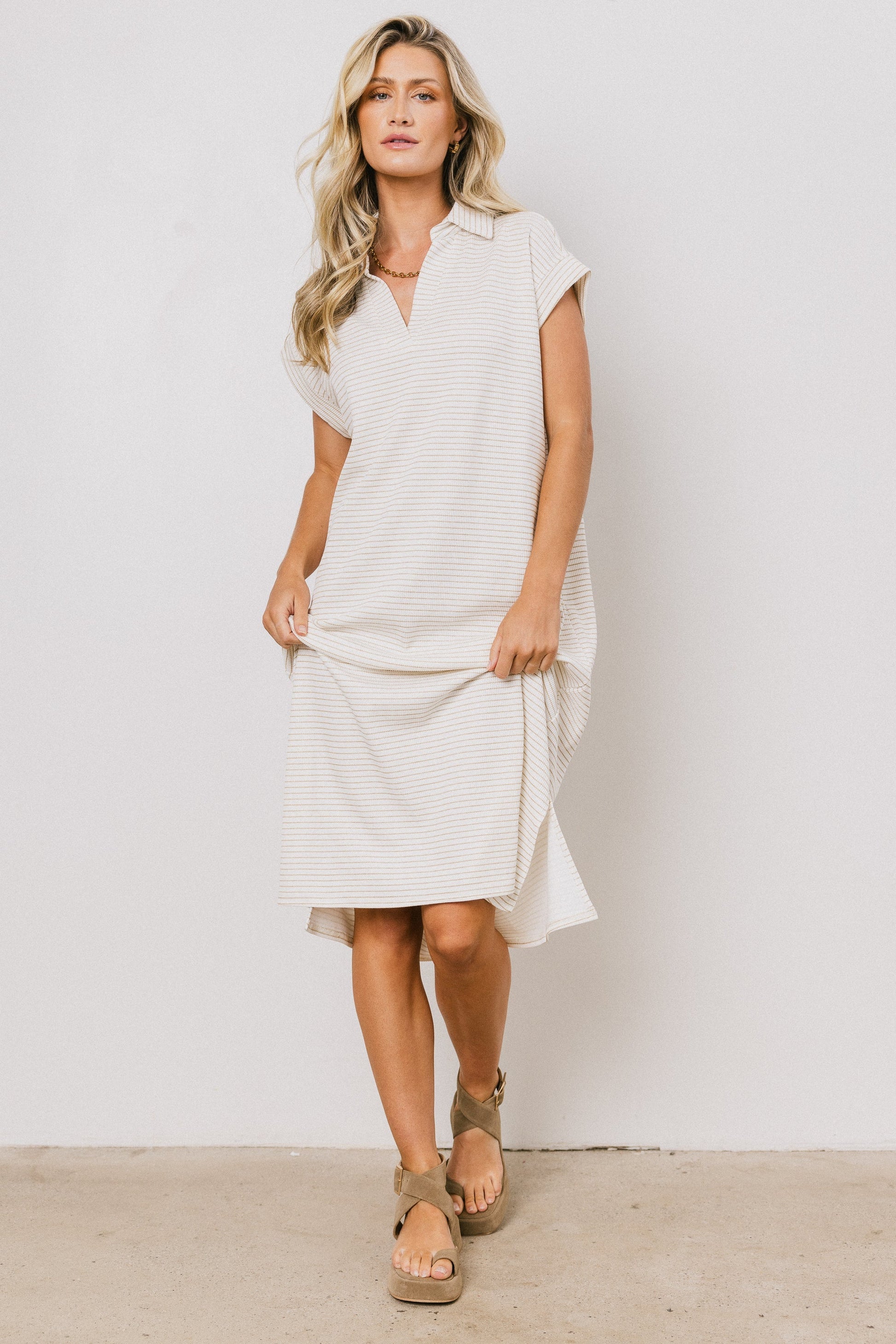 Elisa Striped Maxi Dress in Tan - FINAL SALE