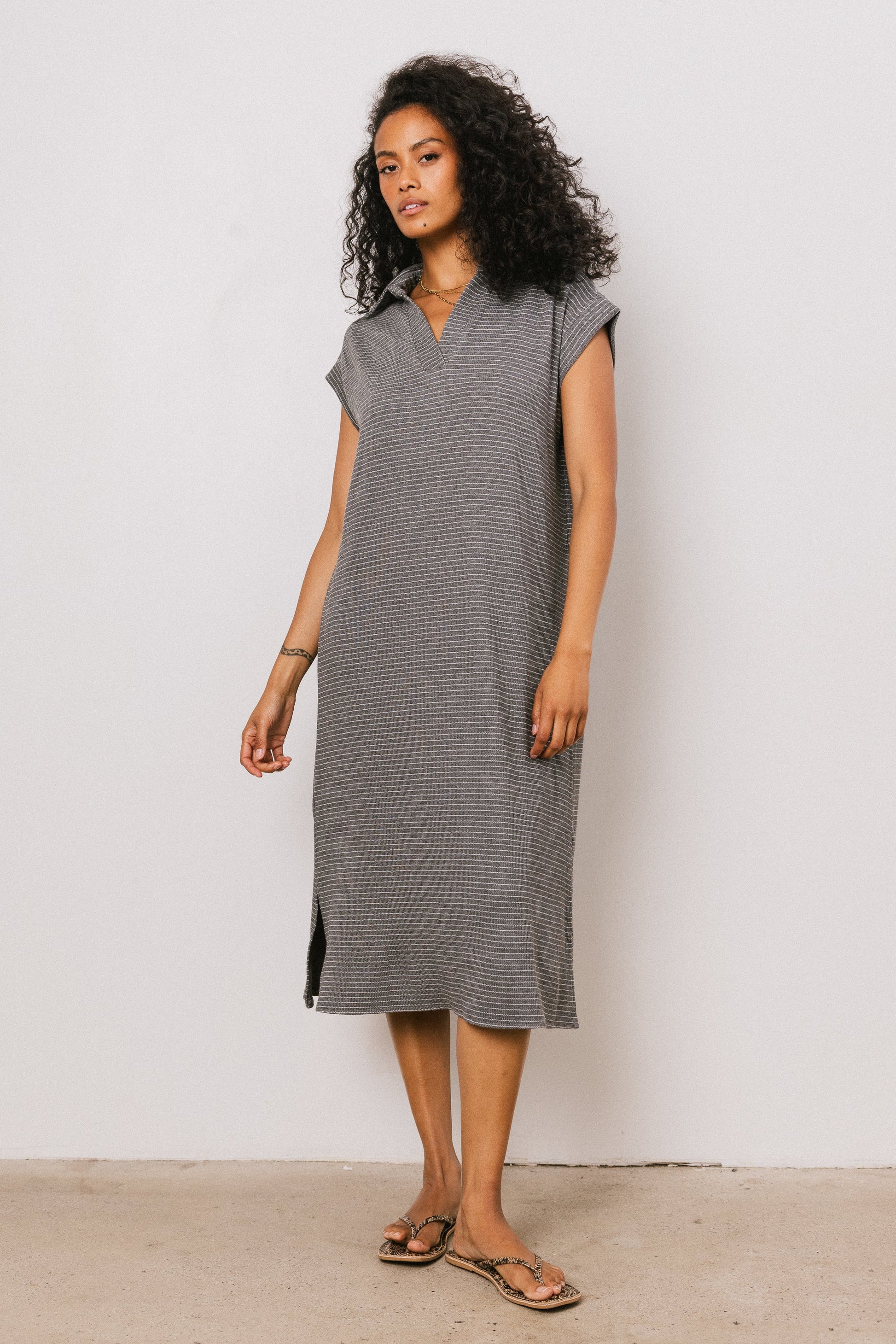 Elisa Striped Maxi Dress in Grey - FINAL SALE