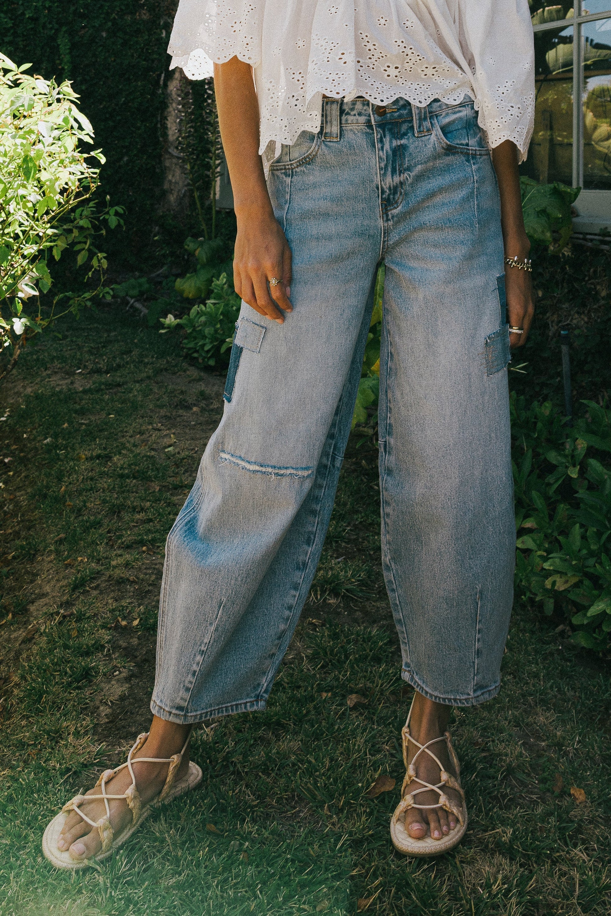 Jane Patchwork Barrel Jeans - FINAL SALE