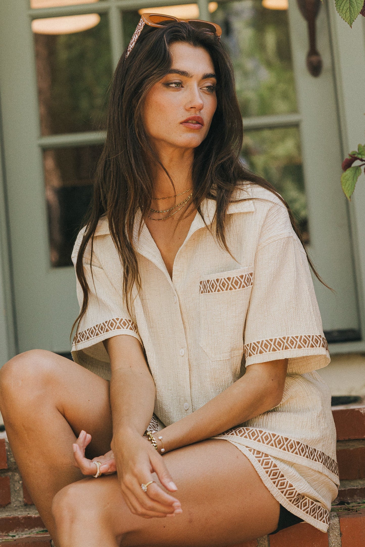 Charley Abstract Shorts in Natural - FINAL SALE