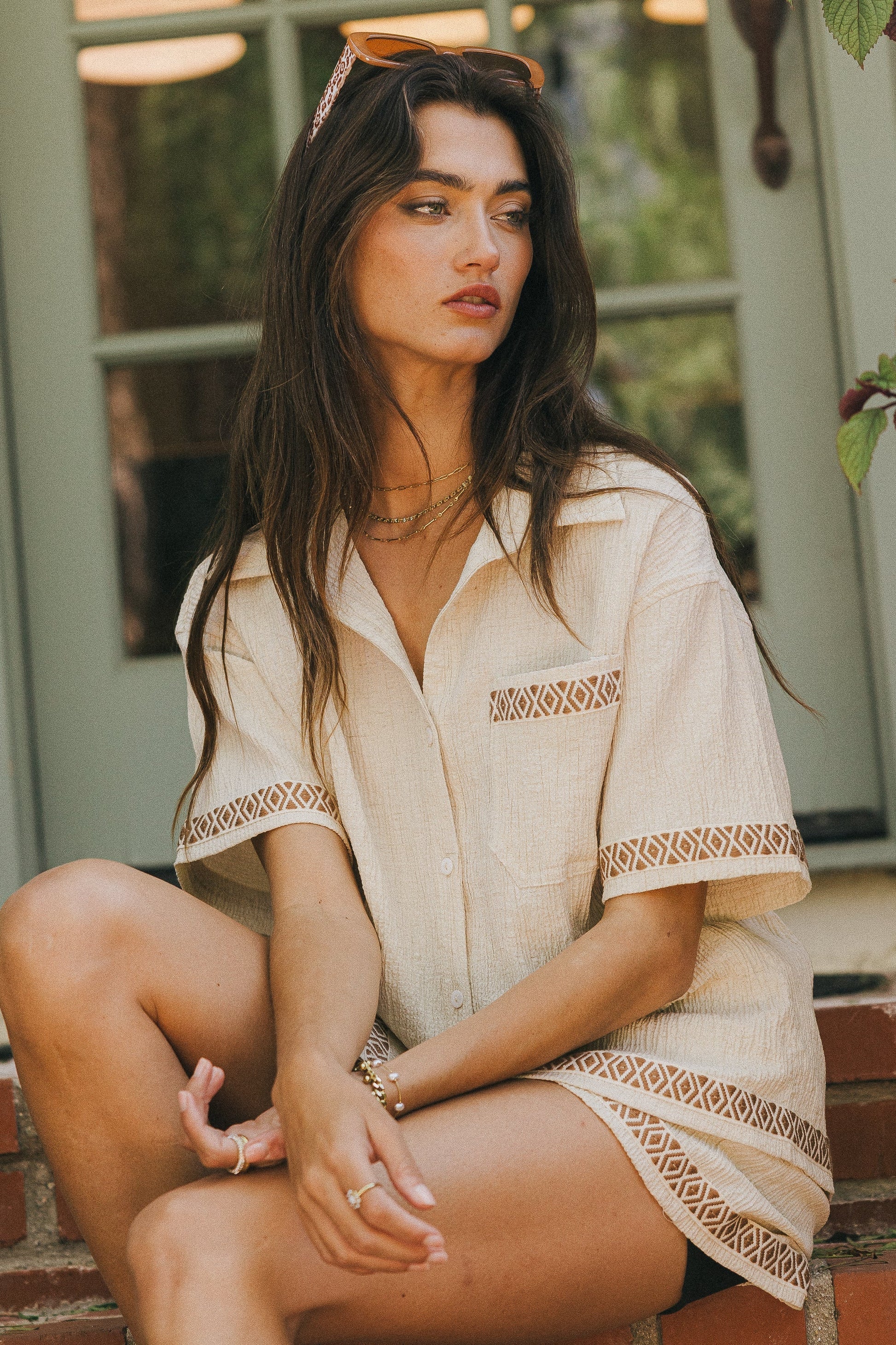 Charley Abstract Shorts in Natural - FINAL SALE