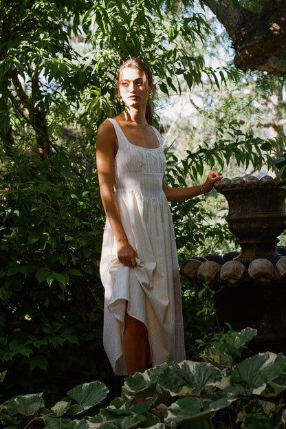 Raven Striped Midi Dress in Natural - FINAL SALE