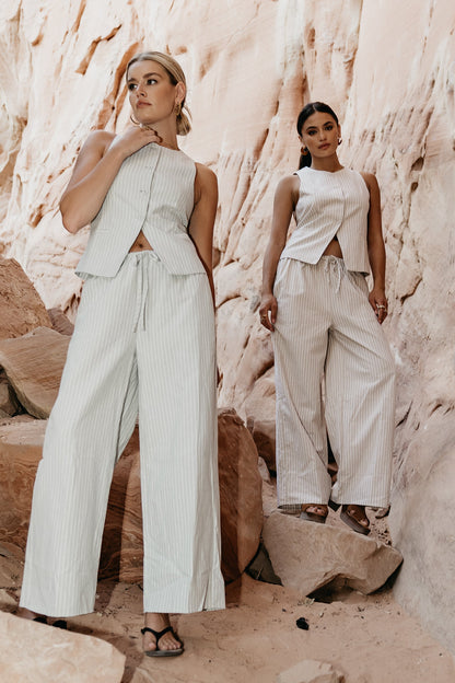 Rosa Striped Vest in Taupe