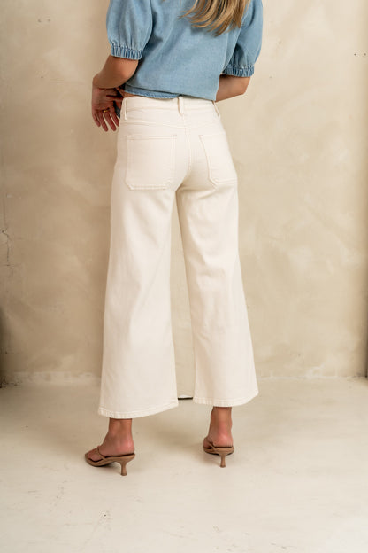 Mylah Wide Leg Jeans in Ivory