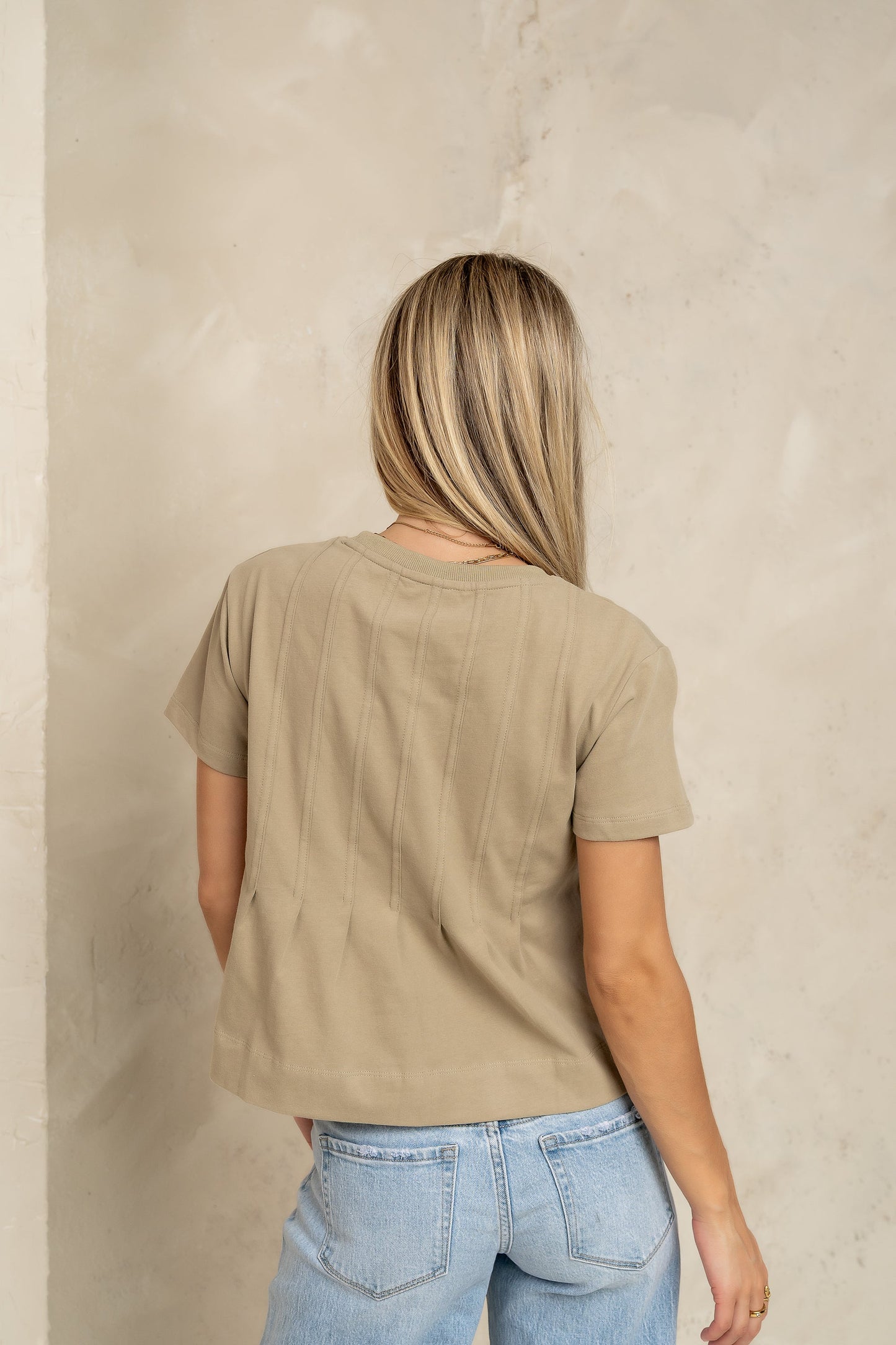 Cattelain Pleated Top in Olive - FINAL SALE