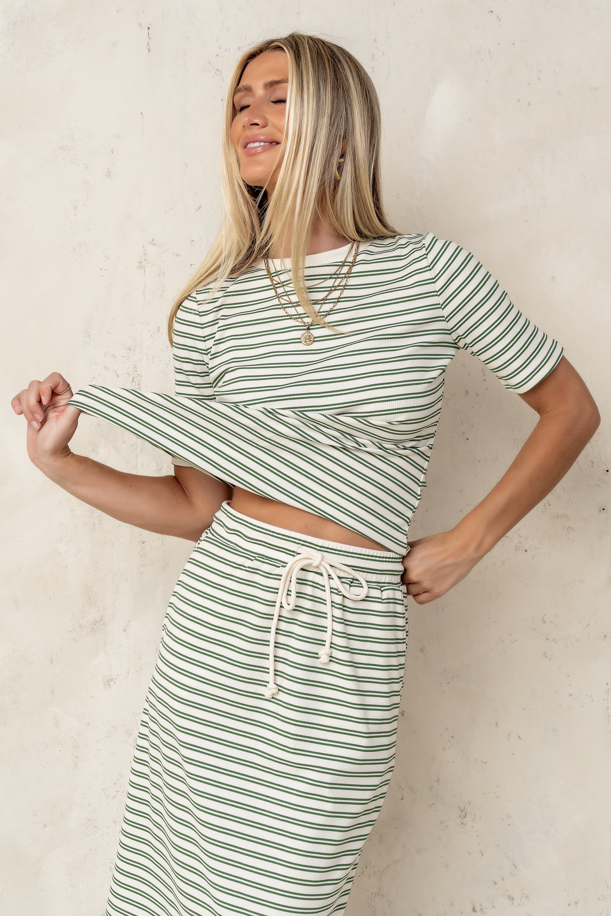 Niya Striped top in Green - FINAL SALE