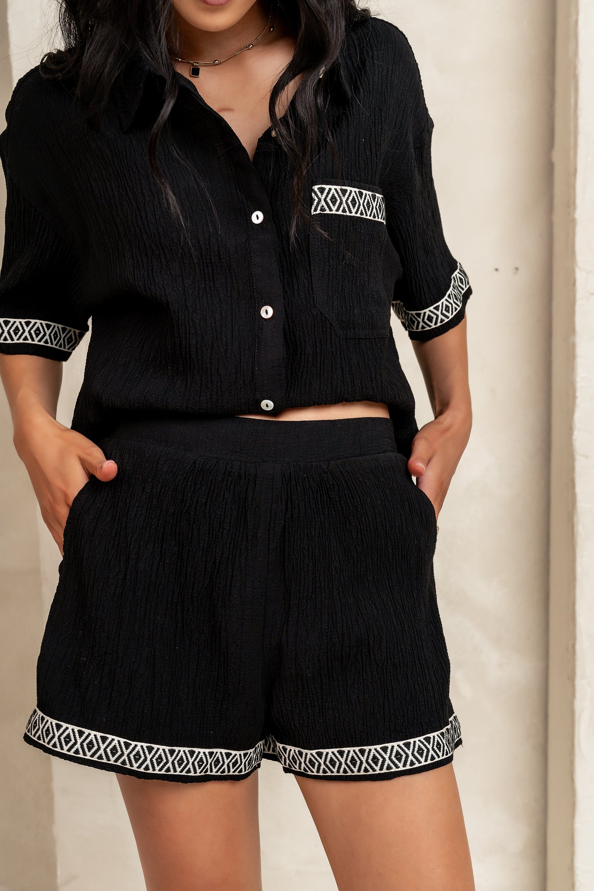 Charley Abstract Shorts in Black - FINAL SALE