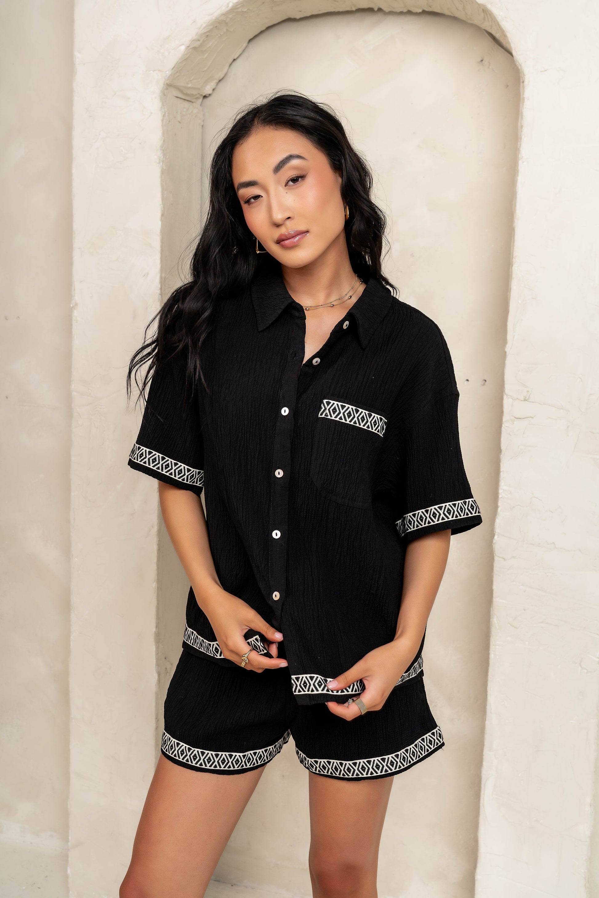 Charley Abstract Shorts in Black - FINAL SALE