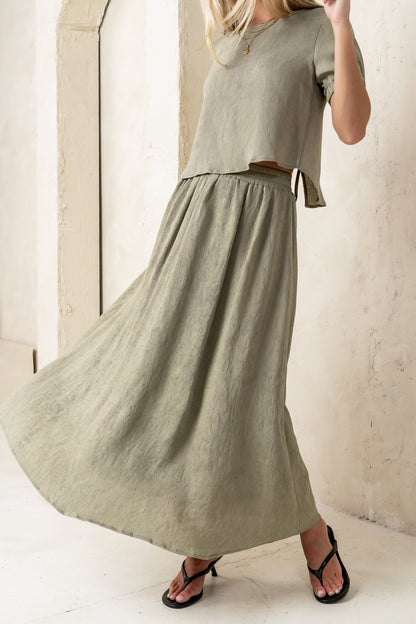 Elani Maxi Skirt in Olive - FINAL SALE