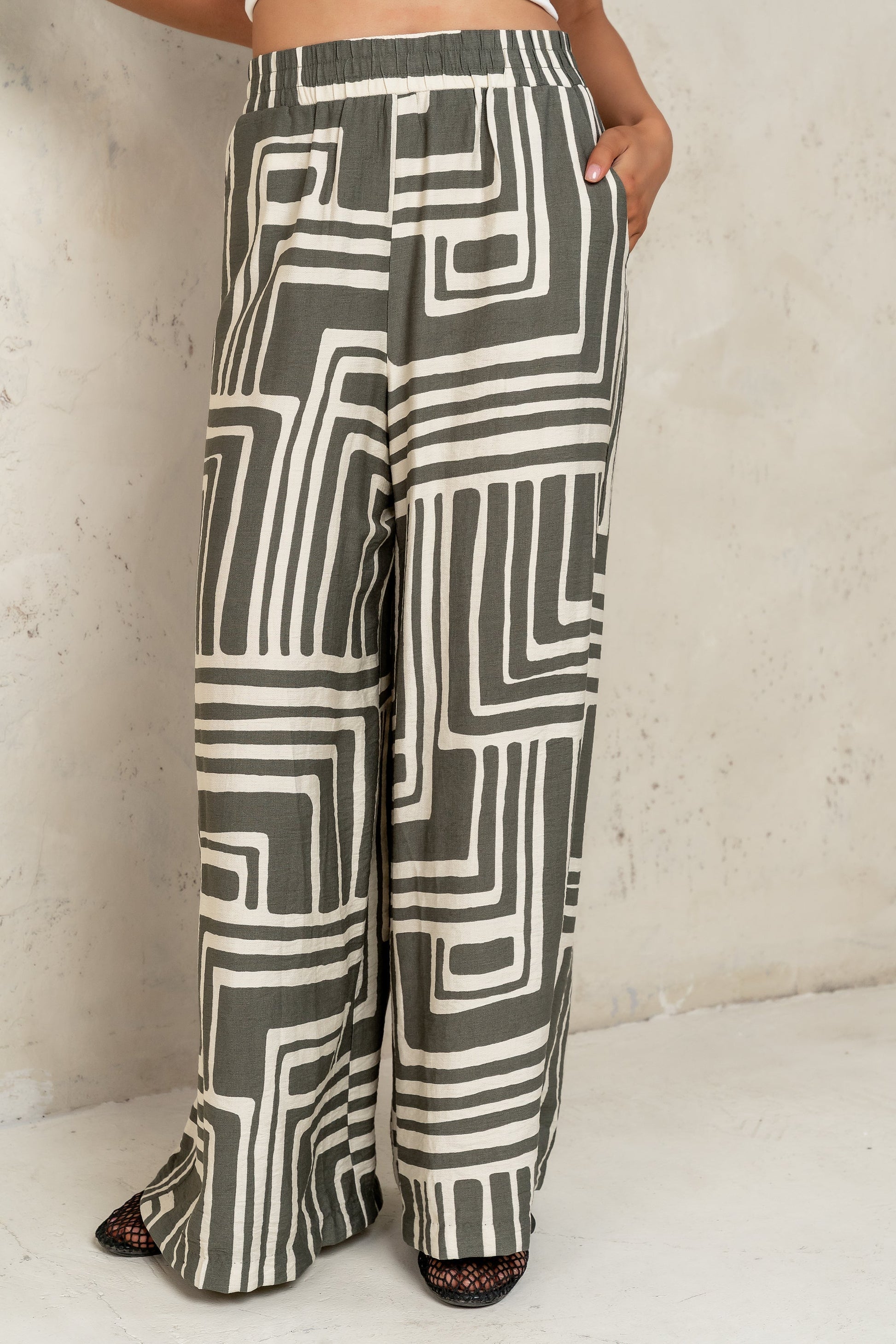 Noa Abstract Pants in Sage - FINAL SALE