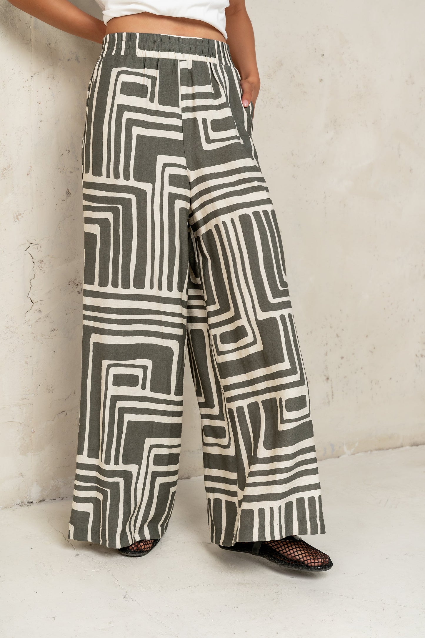 Noa Abstract Pants in Sage - FINAL SALE
