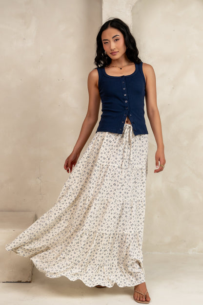 Marlee Floral Maxi Skirt in Cream - FINAL SALE