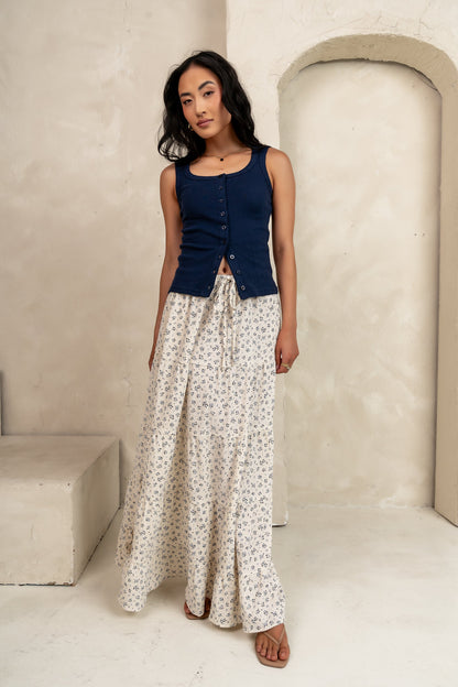 Marlee Floral Maxi Skirt in Cream - FINAL SALE