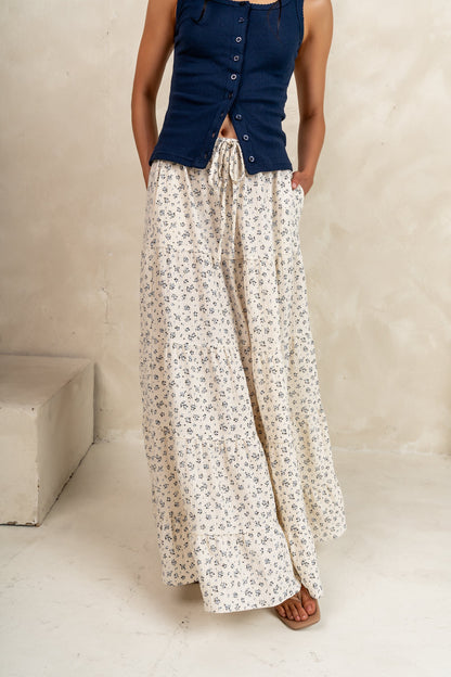 Marlee Floral Maxi Skirt in Cream - FINAL SALE