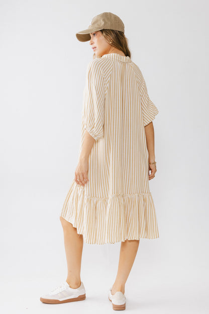 Theo Striped Midi Dress in Mustard - FINAL SALE