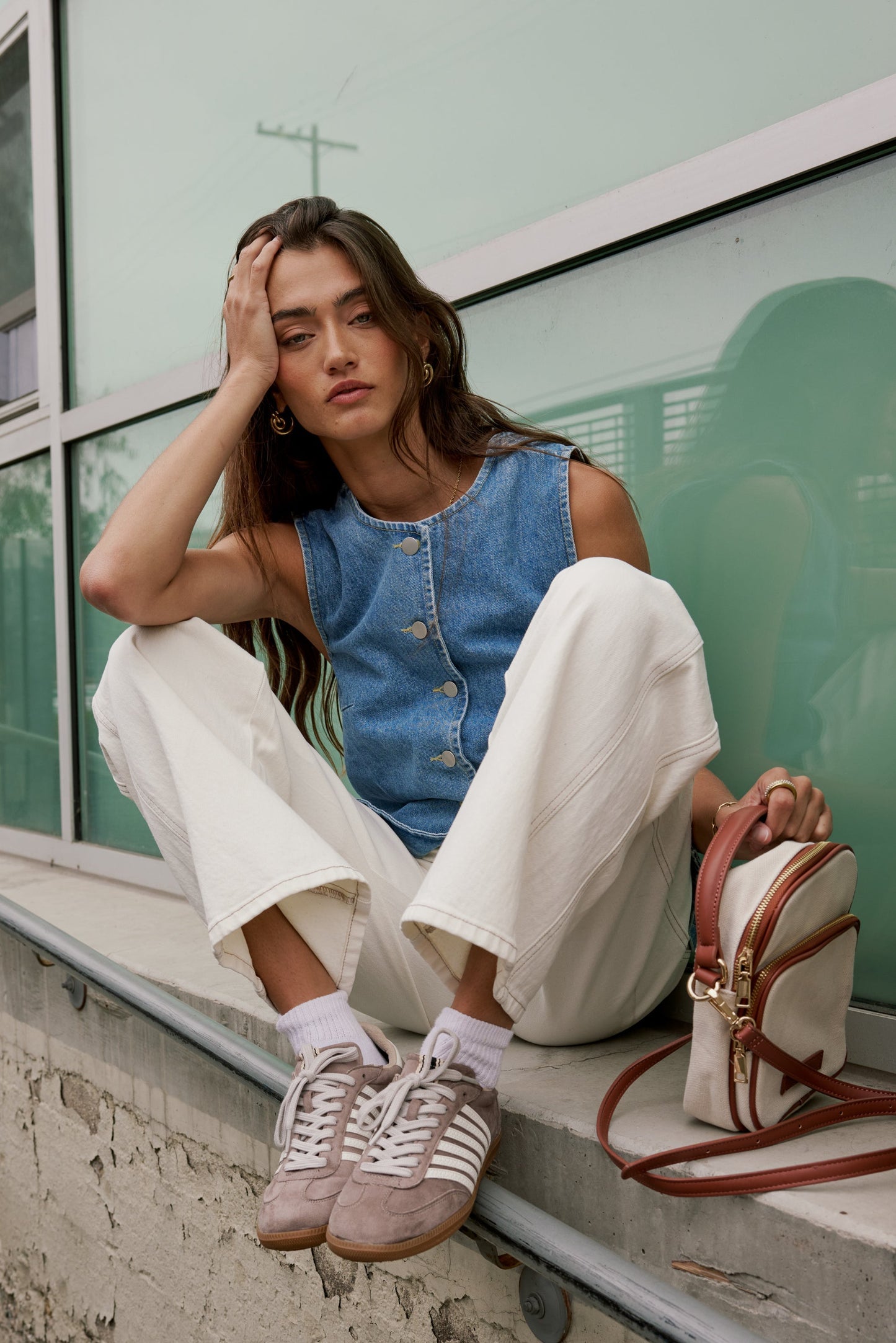 Stevie Striped Sneaker in Taupe - FINAL SALE