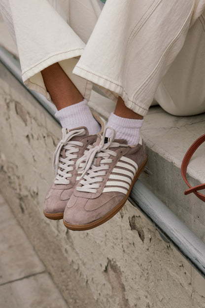 Stevie Striped Sneaker in Taupe - FINAL SALE