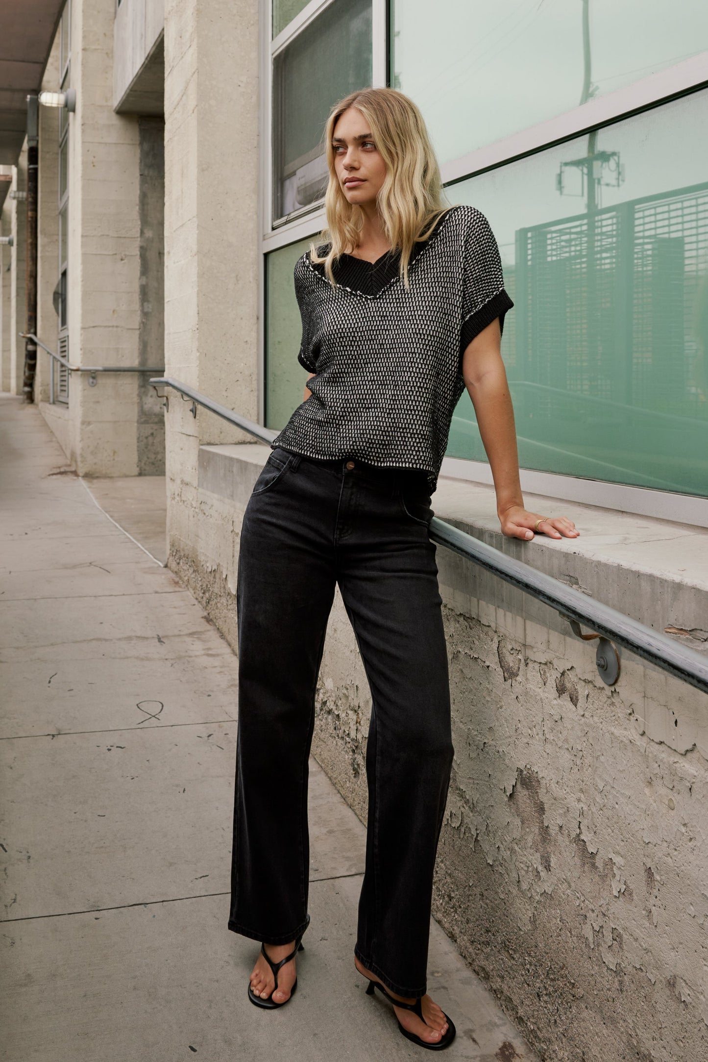 Saige Contrast Sweater in Black - FINAL SALE