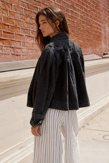 Lennon Denim Jacket in Washed Black - FINAL SALE