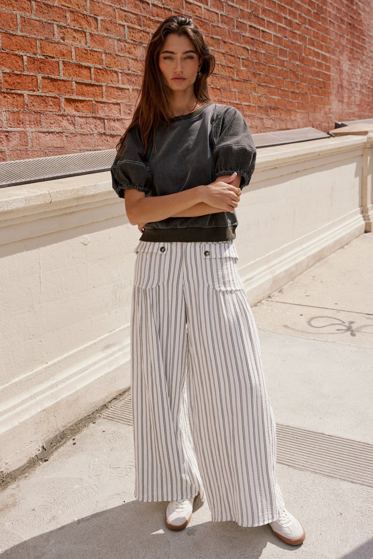 Mayson Wide Leg Pants in White - FINAL SALE