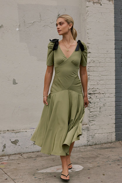 Nellie Drop Waist Maxi Dress in Sage - FINAL SALE