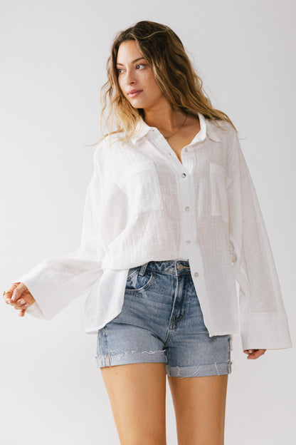 Lucie Linen Button Up in White - FINAL SALE