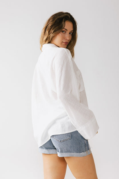 Lucie Linen Button Up in White - FINAL SALE