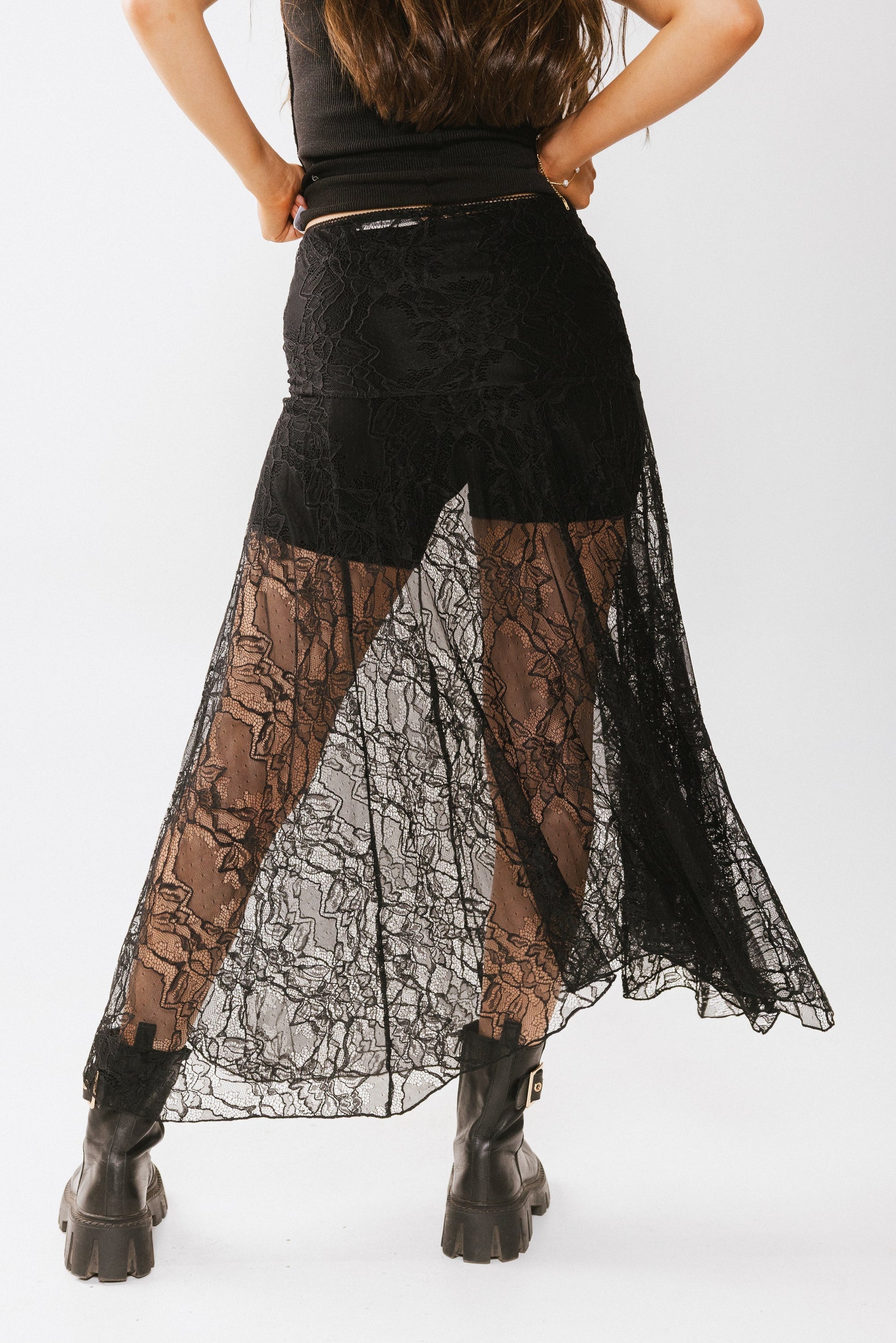 Tatum Lace Maxi Skirt in Black - FINAL SALE