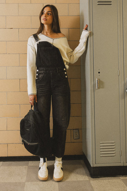 Tansy Denim Overalls in Black - FINAL SALE