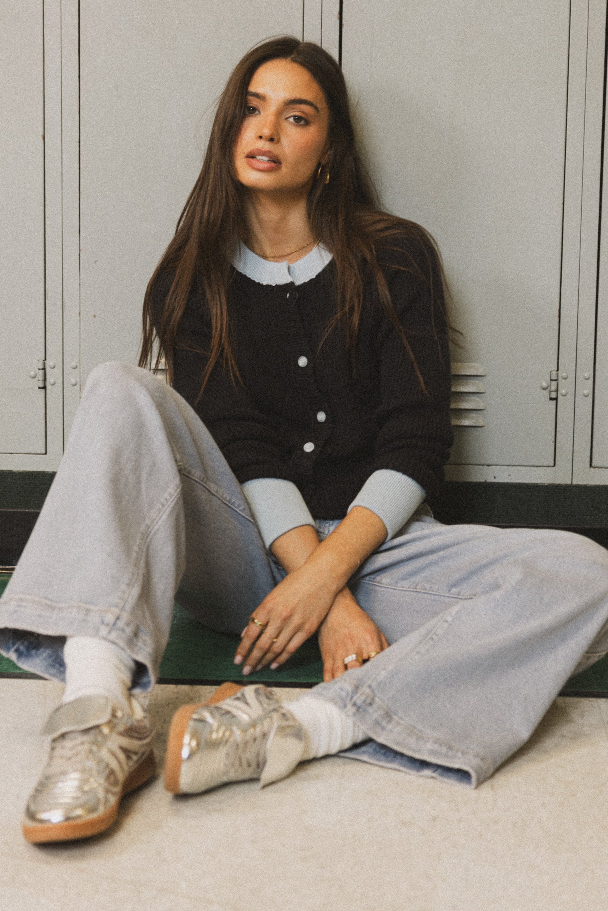 Ella Contrast Cardigan in Navy - FINAL SALE